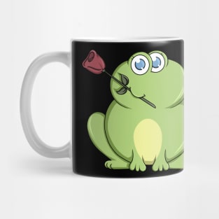 Funny frog with a beautiful red rose Mug
